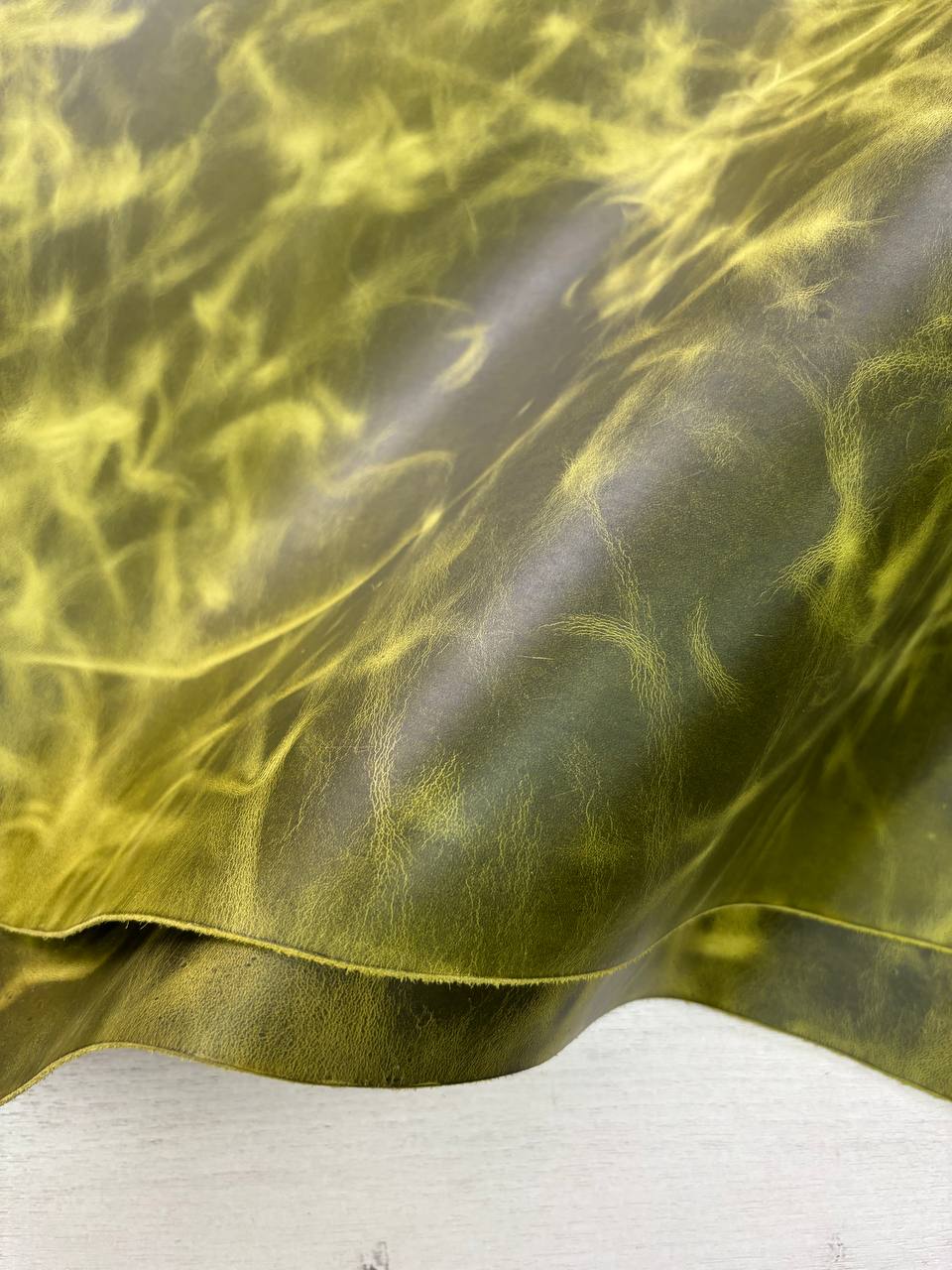 Кожа натуральная Крейзи Хорс цвета лайм 1