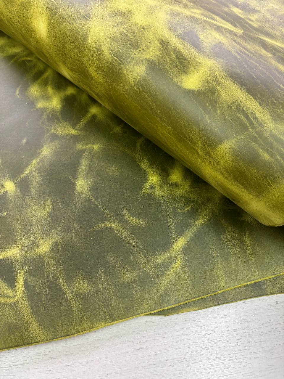 Кожа натуральная Крейзи Хорс цвета лайм 3